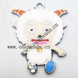 Zinc Alloy Enamel Pendant, Sheep 40x51mm, Sold by PC