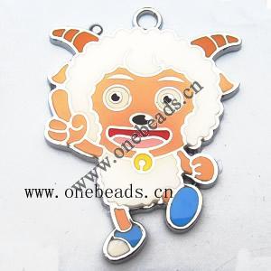 Zinc Alloy Enamel Pendant, Sheep 39x52mm, Sold by PC