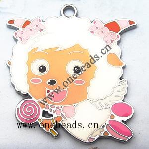 Zinc Alloy Enamel Pendant, Sheep 37x51mm, Sold by PC