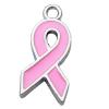 Zinc Alloy Enamel Pendant, breast cancer awareness ribbon 10x21mm, Sold by PC