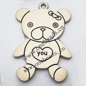 Zinc Alloy Enamel Pendant, Bear 30x45mm, Sold by PC