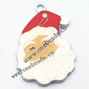 Zinc Alloy Enamel Pendant, Santa Claus head 23x34mm, Sold by PC