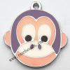 Zinc Alloy Enamel Pendant, Monkey Head 24x26mm, Sold by PC