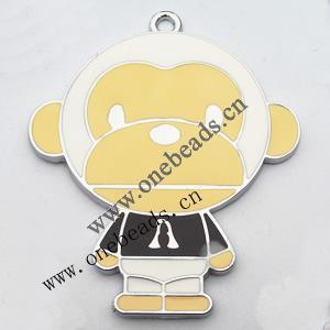 Zinc Alloy Enamel Pendant, Cartoon animals 45x53mm, Sold by PC