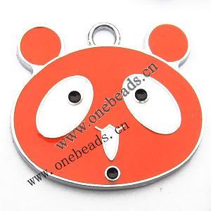 Zinc Alloy Enamel Pendant, Animal Head 26x23mm, Sold by PC