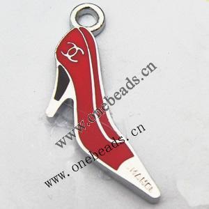 Zinc Alloy Enamel Pendant, High heels 13x30mm, Sold by PC