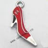 Zinc Alloy Enamel Pendant, High heels 13x30mm, Sold by PC