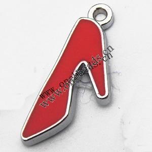 Zinc Alloy Enamel Pendant, High heels 24x9mm, Sold by PC