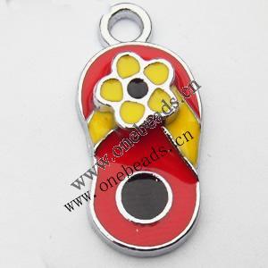 Zinc Alloy Enamel Pendant, Sandals 12x25mm, Sold by PC