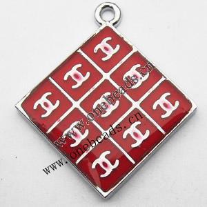 Zinc Alloy Enamel Pendant, Diamond 25x28mm, Sold by PC