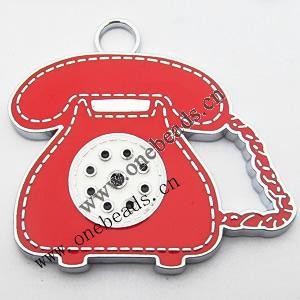 Zinc Alloy Enamel Pendant, Phone 40x39mm, Sold by PC