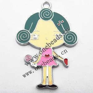 Zinc Alloy Enamel Pendant, Girl 39x52mm, Sold by PC