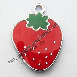 Zinc Alloy Enamel Pendant, Fruit 17x22mm, Sold by PC