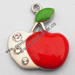 Zinc Alloy Enamel Pendant, Fruit 23x27mm, Sold by PC