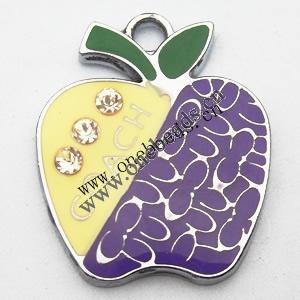 Zinc Alloy Enamel Pendant, Fruit 21x26mm, Sold by PC