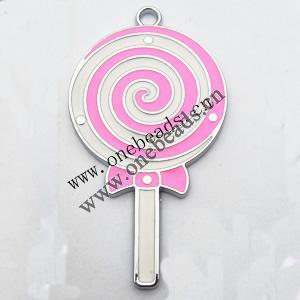 Zinc Alloy Enamel Pendant, Lollipop 32x58mm, Sold by PC