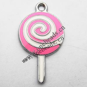 Zinc Alloy Enamel Pendant, Lollipop 18x31mm, Sold by PC