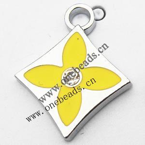 Zinc Alloy Enamel Pendant, Diamond 18x22mm, Sold by PC