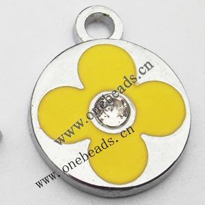 Zinc Alloy Enamel Pendant, Flat Round 16x20mm, Sold by PC