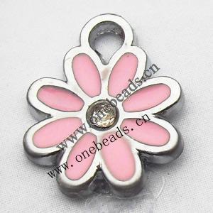 Zinc Alloy Enamel Pendant, Flower 10x13mm, Sold by PC