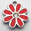 Zinc Alloy Enamel Pendant, Flower 17x19mm, Sold by PC