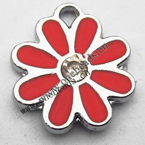 Zinc Alloy Enamel Pendant, Flower 17x19mm, Sold by PC