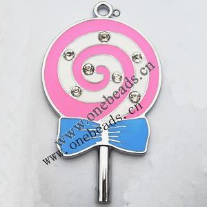 Zinc Alloy Enamel Pendant, Lollipop 36x62mm, Sold by PC