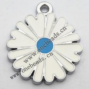 Zinc Alloy Enamel Pendant, Flower 25x29mm, Sold by PC