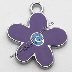 Zinc Alloy Enamel Pendant, Flower 19x22mm, Sold by PC