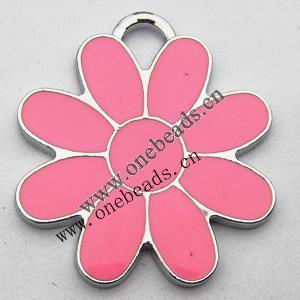 Zinc Alloy Enamel Pendant, Flower 23x25mm, Sold by PC