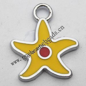 Zinc Alloy Enamel Pendant, Star 16x19mm, Sold by PC