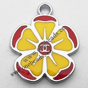 Zinc Alloy Enamel Pendant, Flower 20x24mm, Sold by PC