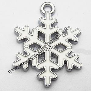Zinc Alloy Enamel Pendant, Snowflake 19x25mm, Sold by PC