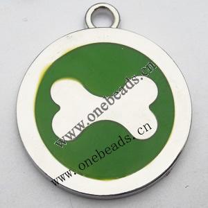 Zinc Alloy Enamel Pendant, Flat Round 25x29mm, Sold by PC