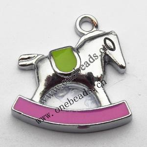 Zinc Alloy Enamel Pendant, Horse 19x21mm, Sold by PC