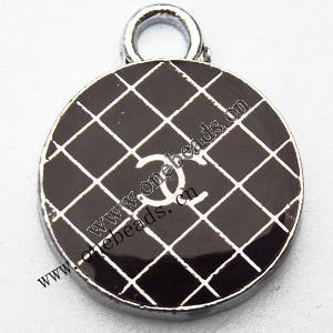 Zinc Alloy Enamel Pendant, Flat Round 16x20mm, Sold by PC