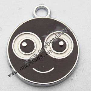 Zinc Alloy Enamel Pendant, Flat Round 17x22mm, Sold by PC