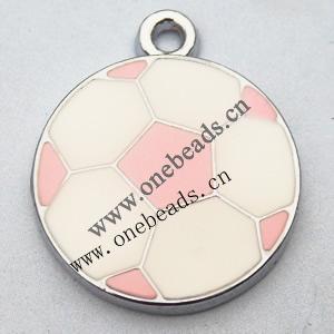 Zinc Alloy Enamel Pendant, Flat Round 18x23mm, Sold by PC