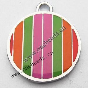 Zinc Alloy Enamel Pendant, Flat Round 20x21mm, Sold by PC