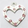 Pendant with Crystal, Nickel-Free & Lead-Free Zinc Alloy Jewelry Findings, Hollow heart 18x20mm, Sold by PC 