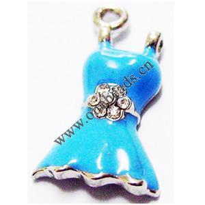 Pendant, Nickel-Free & Lead-Free Zinc Alloy Jewelry Findings, One-piece dress 13x24mm, Sold by PC 