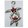 Pendant with Crystal, Nickel-Free & Lead-Free Zinc Alloy Jewelry Findings, Double-flower 21x33mm, Sold by PC 