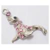 Pendant with Crystal, Nickel-Free & Lead-Free Zinc Alloy Jewelry Findings, Dolphins 29x39mm, Sold by PC 