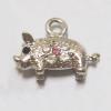 Pendant with Crystal, Nickel-Free & Lead-Free Zinc Alloy Jewelry Findings, Pig 16x19mm, Sold by PC 
