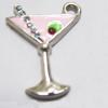 Pendant with Crystal, Nickel-Free & Lead-Free Zinc Alloy Jewelry Findings, Flat Cup 19x23mm, Sold by PC 