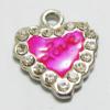 Pendant with Crystal, Nickel-Free & Lead-Free Zinc Alloy Jewelry Findings, Heart 18x15mm, Sold by PC 