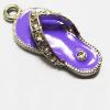 Pendant with Crystal, Nickel-Free & Lead-Free Zinc Alloy Jewelry Findings, Shoes 13x28mm, Sold by PC 