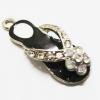 Pendant with Crystal, Nickel-Free & Lead-Free Zinc Alloy Jewelry Findings, Black shoes 10x29mm, Sold by PC 