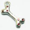 Pendant with Crystal, Nickel-Free & Lead-Free Zinc Alloy Jewelry Findings, Bone 11x21mm, Sold by PC 