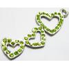 Pendant with Crystal, Nickel-Free & Lead-Free Zinc Alloy Jewelry Findings, Three green heart 15x53mm, Sold by PC 